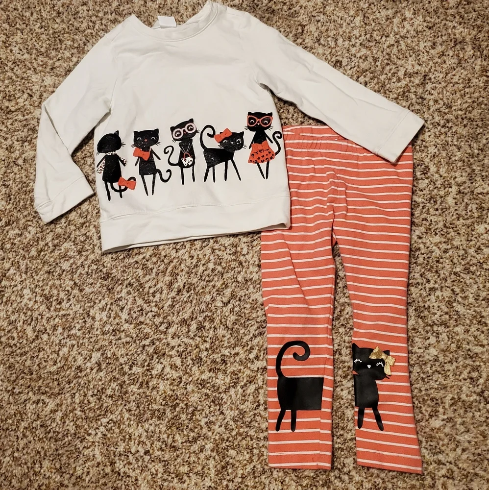 Gymboree Kitty in Pink Crew Sweatshirt & Legging